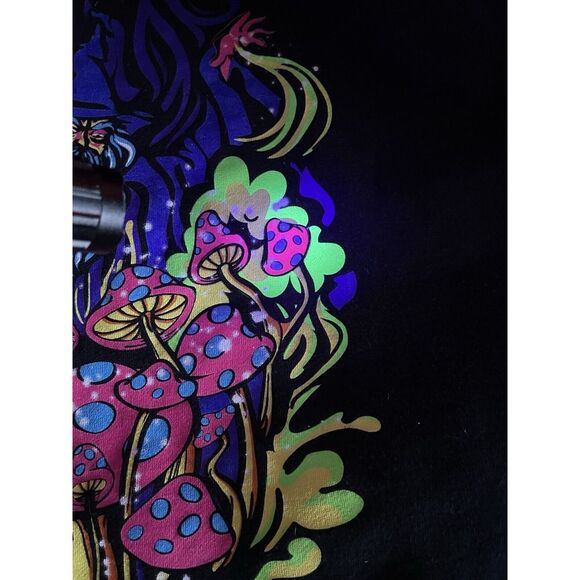 Alab Sweatshirt Men Medium Black‎ Magic Mushroom Psychedelic Fungi Wizard Trippy - Picture 3 of 7